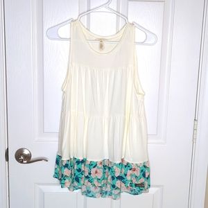 Matilda Jane Meant to Be Swing Tiered Tank Top Floral Hem Medium